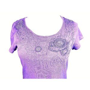 Woman's Coldwater Creek knit top Embroidered lavender Size S/8